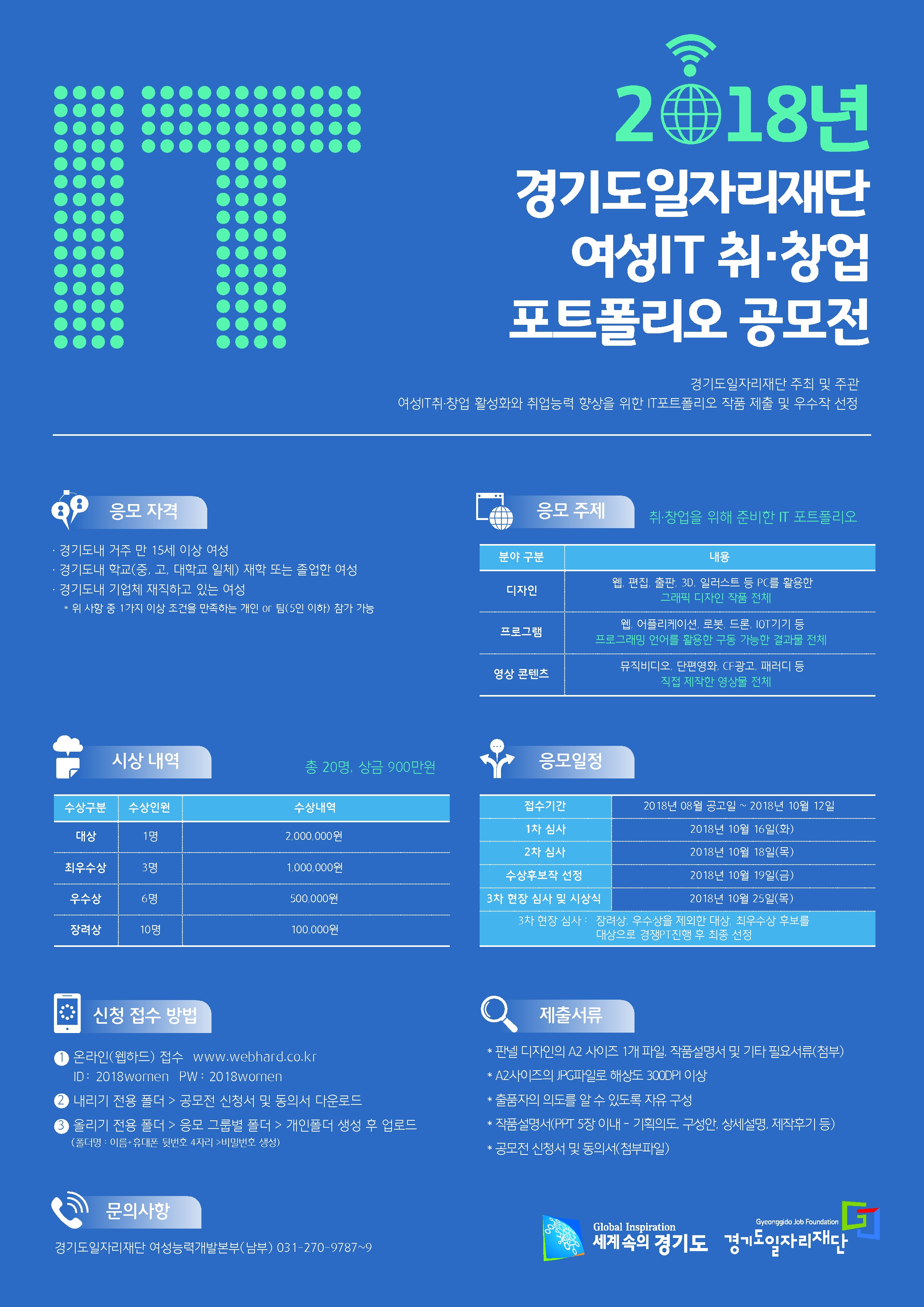 경기도일자리재단, 2018년 여성IT 취·창업 포트폴리오 공모전 개최의 포스터 이미지