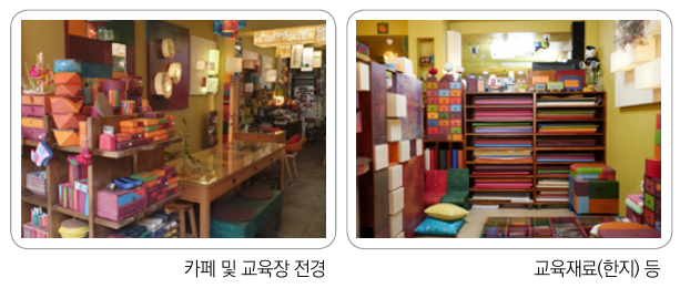 external_image 카페 및 교육장 전경 교육재료 한지 등