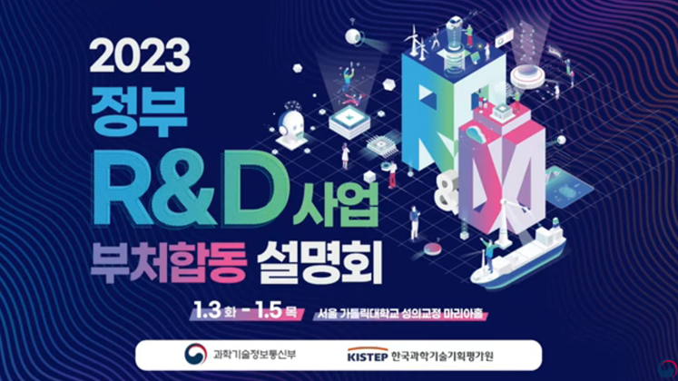 external_image 2023 정부 R&D 사업 부처합동설명회 1.3 화 - 1.5목 서울가톨릭대학교 성의교정 마리아홀 과학기술정보통신부 KISTEP 한국과학기술기획평가원
